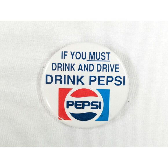 Vintage PEPSI pinback button, If you must drink and drive, drink Pepsi Apple - Picture 3 of 8